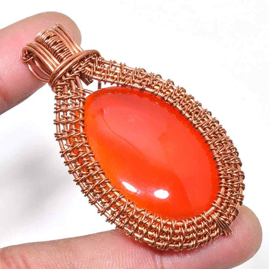 Ember’s Glow – Carnelian Copper Pendant