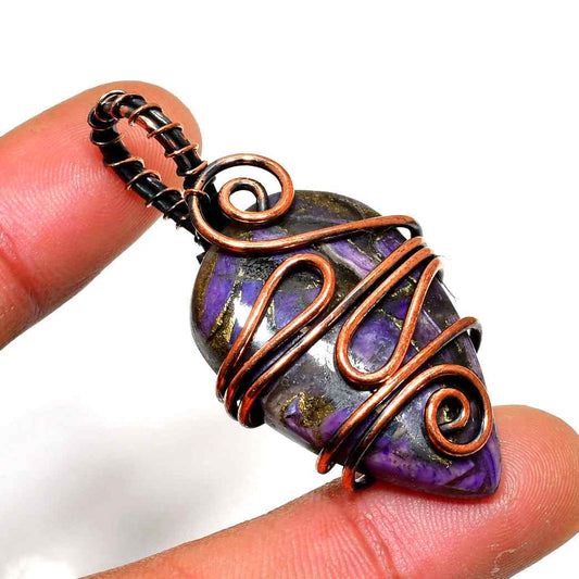 Ezra’s Veil – Wire-Wrapped Amethyst & Copper Pendant