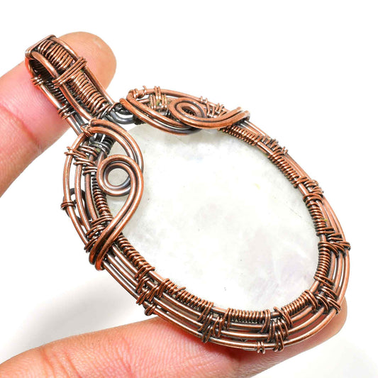 Ezra’s Veil – Oxidized Copper Moonstone Pendant