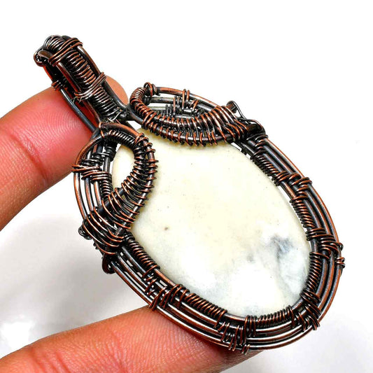 Serenity’s Embrace – White Stone Copper Pendant