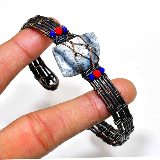 Arctic Dream – Speckled Jasper Wire-Wrap Bracelet
