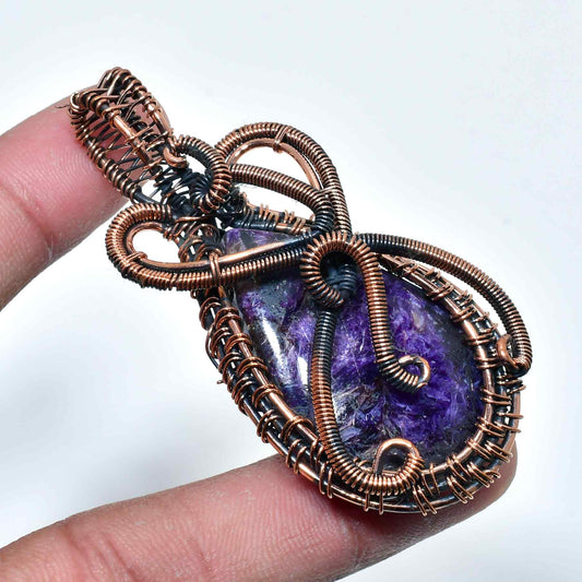 Ezra’s Veil – Oxidized Copper Amethyst Pendant