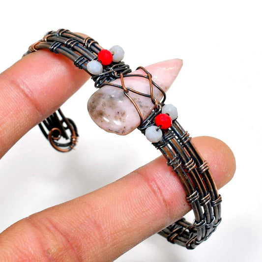 Compassion’s Embrace – Pink Stone Copper Bracelet