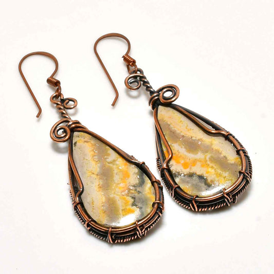 Harmony Drops – Agate & Oxidized Copper Earrings
