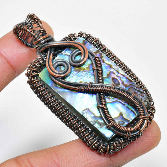 Ocean’s Embrace – Abalone Copper Pendant