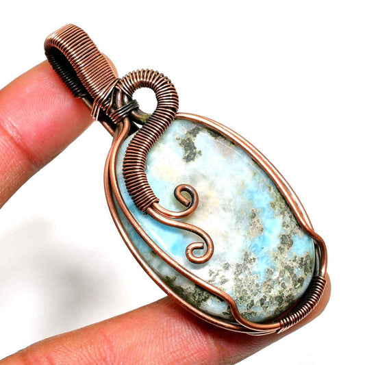 Serenity’s Whisper – Larimar Copper Pendant