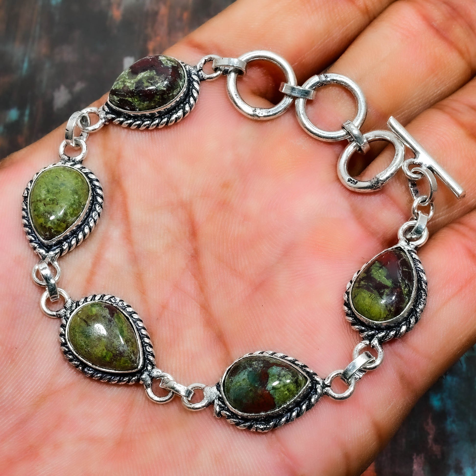 Celestial Garden – Unakite & Sterling Silver Bracelet