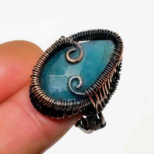 Serene Waters – Aqua Quartz Blackened Silver Ring