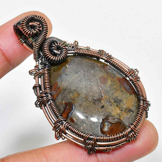 Gaia’s Embrace – Copper-Wrapped Gemstone Pendant