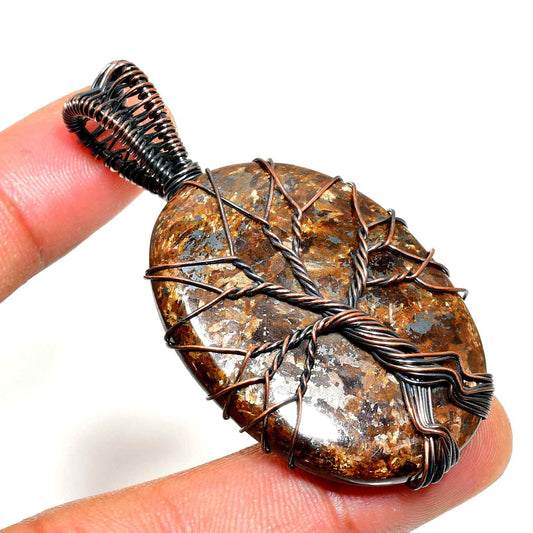 Gaia’s Embrace – Natural Stone Copper Pendant