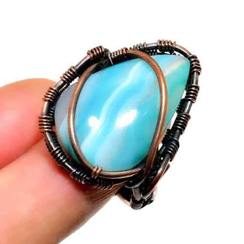 Ocean’s Embrace – Larimar Copper Ring