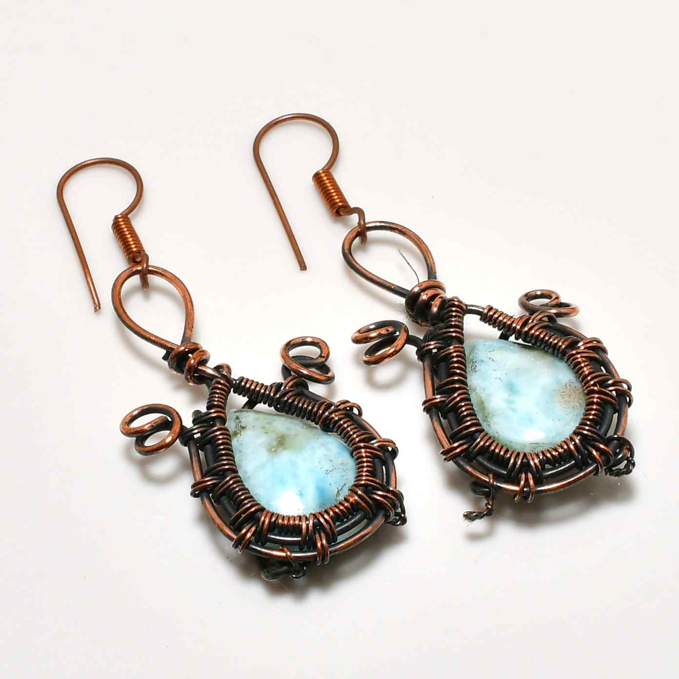 Ocean’s Embrace – Larimar & Copper Earrings