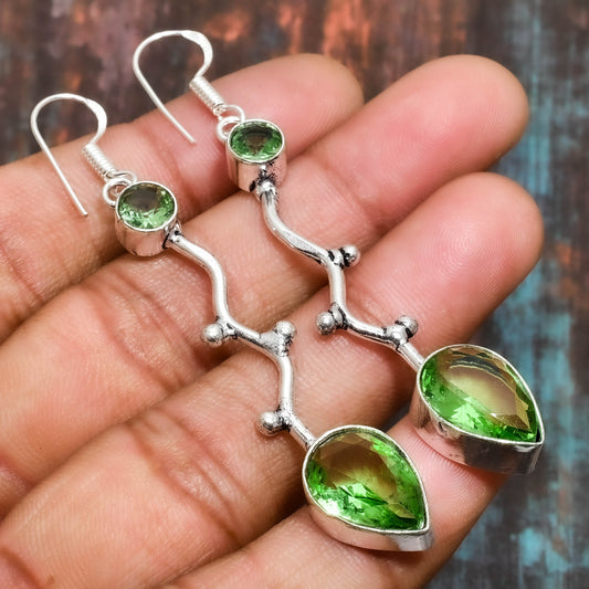 Verdant Harmony – Peridot & Sterling Silver Drop Earrings
