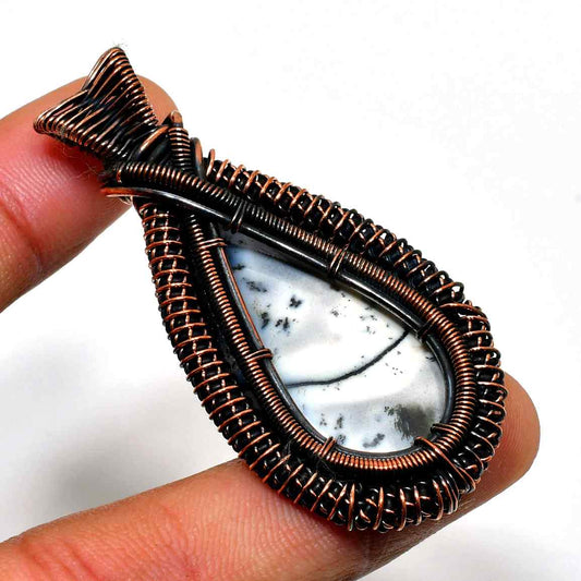 Terra’s Balance – Black & White Stone Copper Pendant