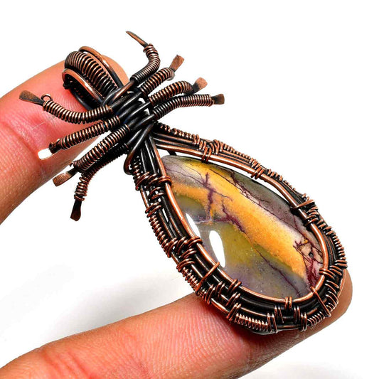 Earth’s Embrace – Copper-Wrapped Gemstone Pendant