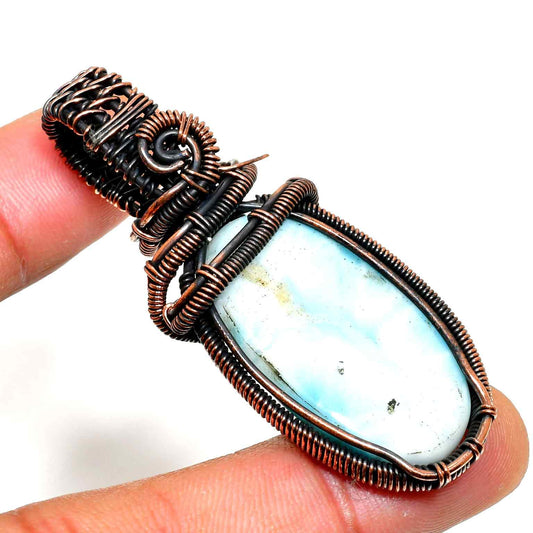 Ocean’s Embrace – Larimar Copper Pendant