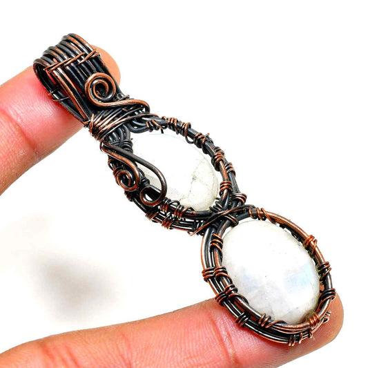 Selene’s Glow – Moonstone & Copper Pendant