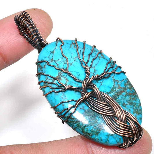Gaia’s Embrace – Turquoise Copper Tree of Life Pendant