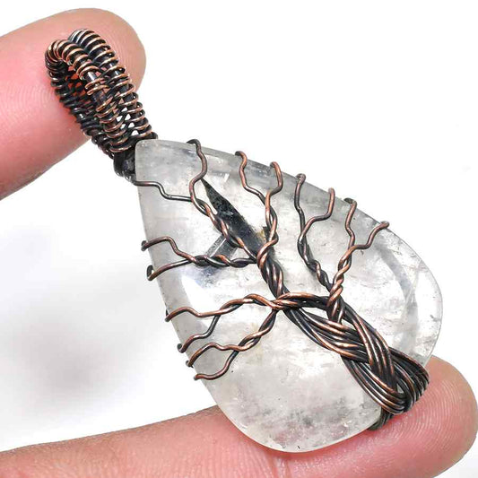 Harmony Tree – Clear Quartz Copper Pendant