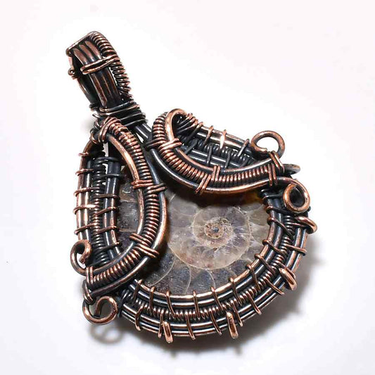 Earth’s Spiral – Ammonite & Copper Pendant