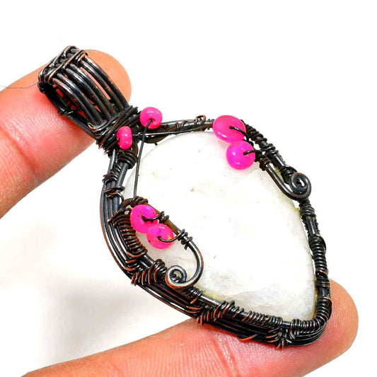 Luna’s Radiance – Pink & Dark Wire Stone Pendant