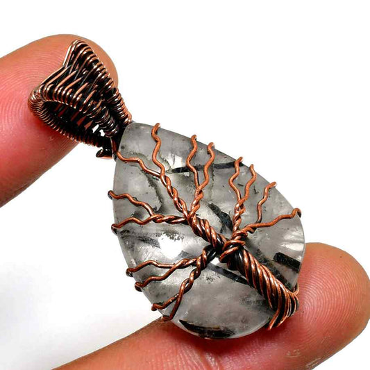 Serenity’s Spark – Copper-Wrapped Quartz Pendant