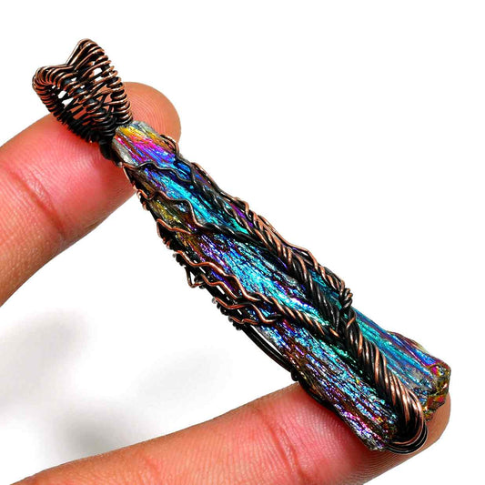 Celestial Cascade – Titanium Quartz Copper Pendant