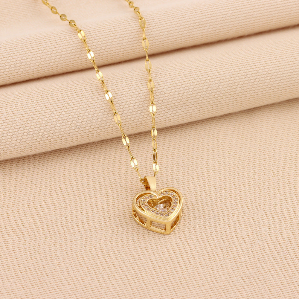 3D Heart Pendant Necklace