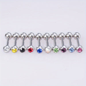 Clear CZ Crystal Tongue Rings