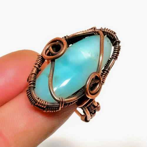 Ocean’s Embrace – Larimar Copper Ring