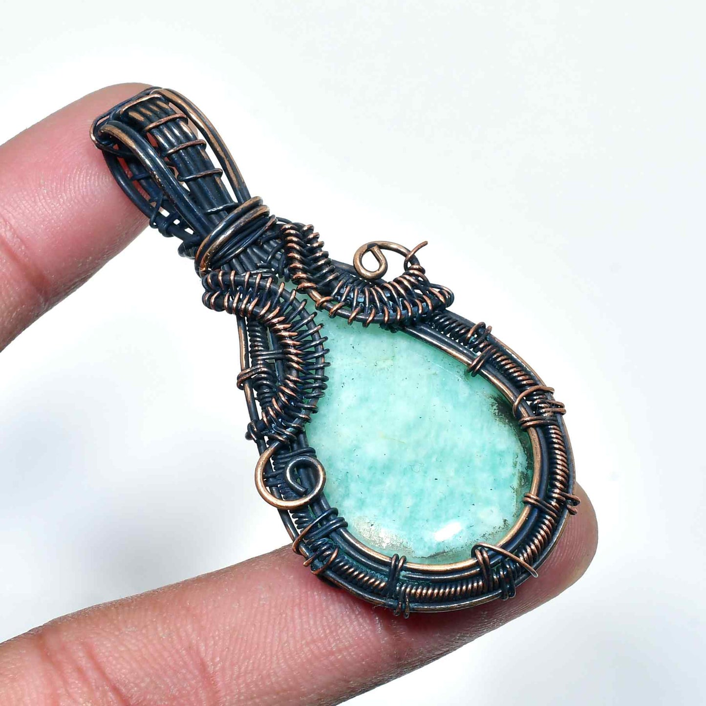 Tranquil Harmony – Amazonite Copper Pendant