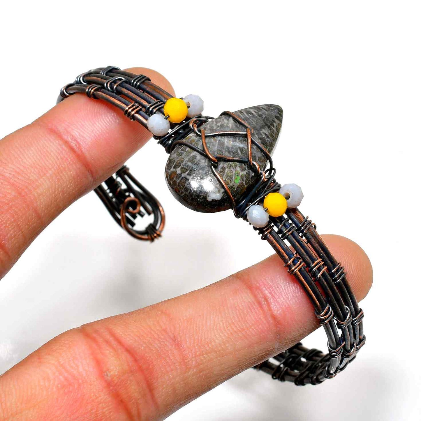 Celestial Strike – Labradorite Copper Wrap Bracelet