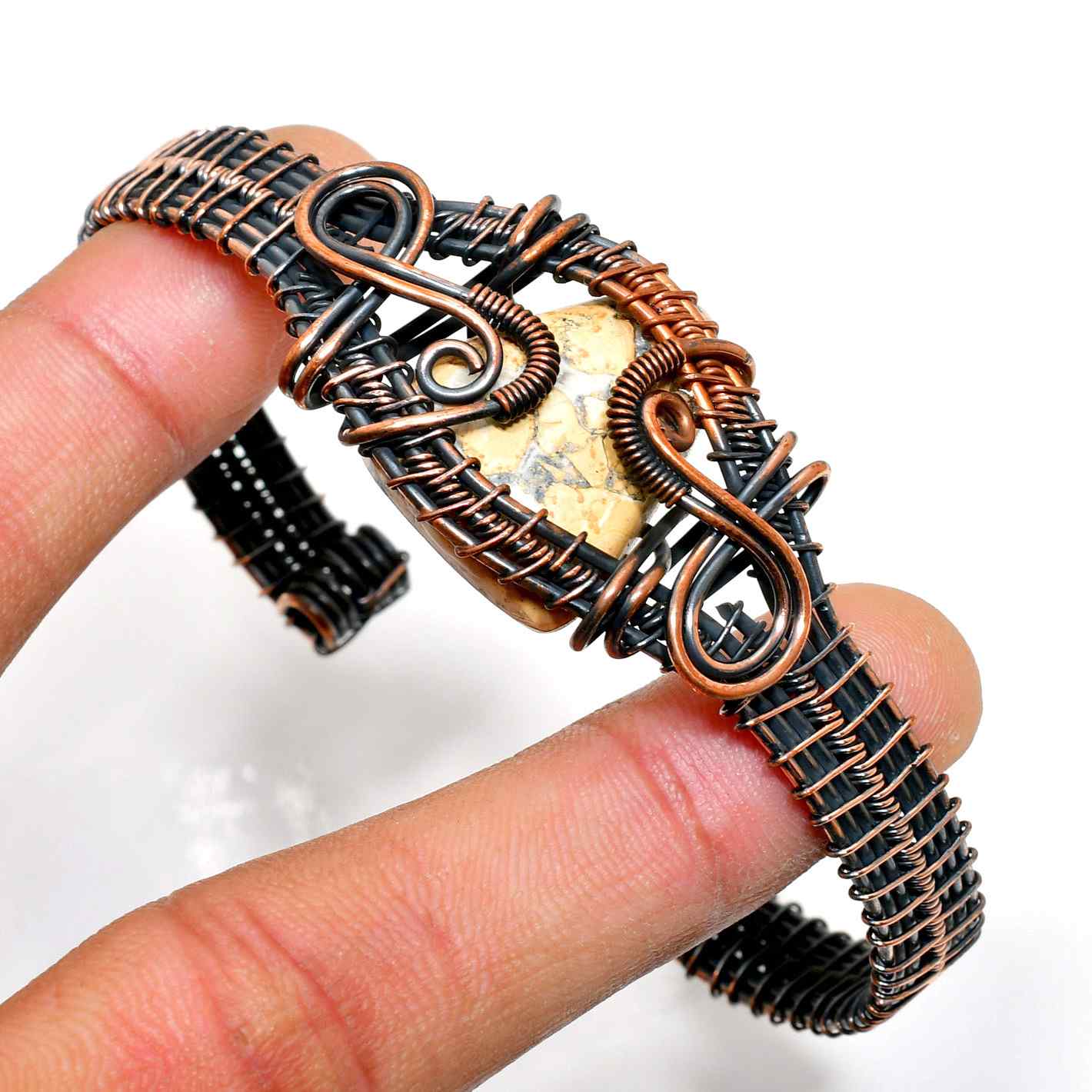 Gaia’s Embrace – Natural Stone Wire-Wrap Bracelet