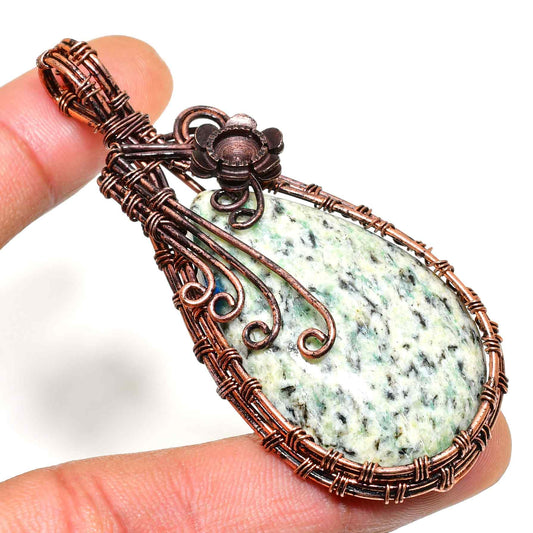 Serene Roots – Oxidized Copper & Stone Pendant