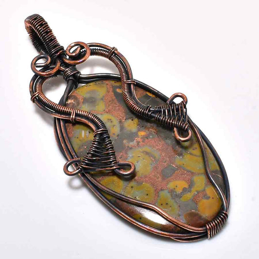 Earthsong – Marbled Stone & Oxidized Copper Pendant