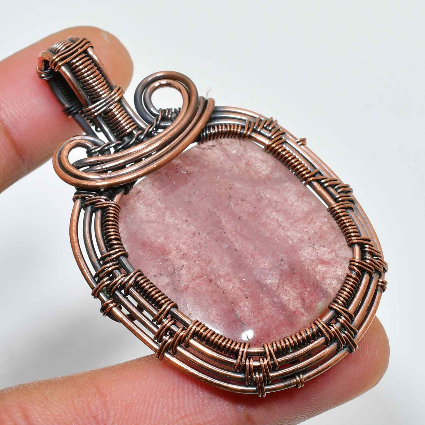 Heart’s Embrace – Rose Quartz Copper Pendant
