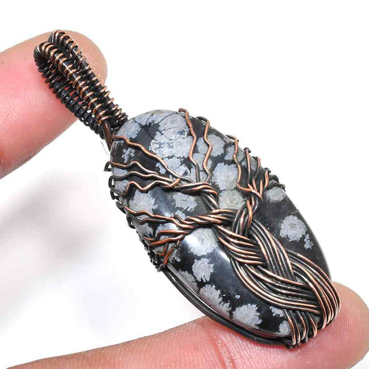 Earth’s Embrace – Oxidized Copper Gemstone Pendant