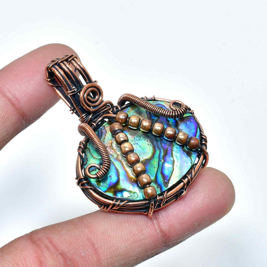 Ocean Harmony – Abalone & Oxidized Copper Pendant