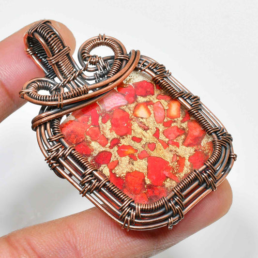 Crimson Anchor – Red Jasper Copper Pendant