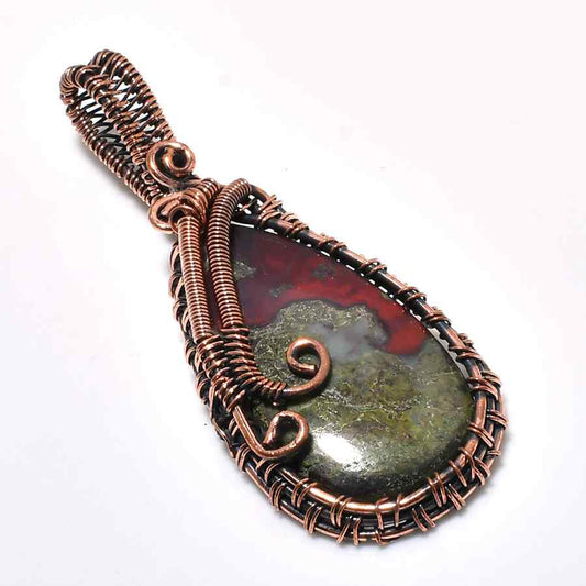 Nature’s Embrace – Antique Copper Bloodstone Pendant