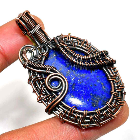 Cosmic Embrace – Lapis Lazuli Copper Pendant