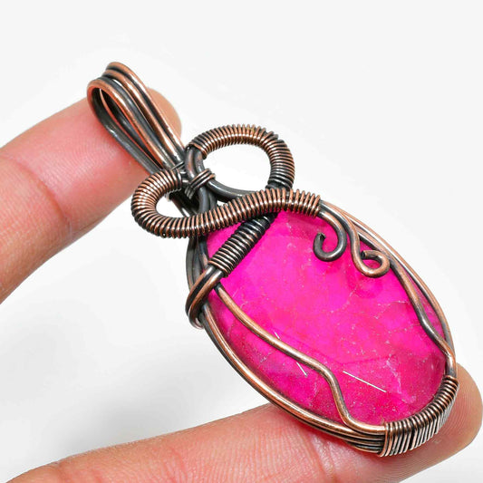 Blush Aura – Pink Stone Copper Pendant