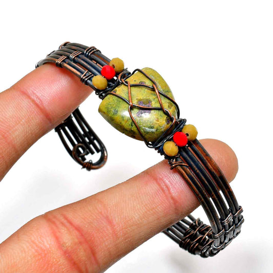 Verdant Harmony – Green Jasper Copper Cuff