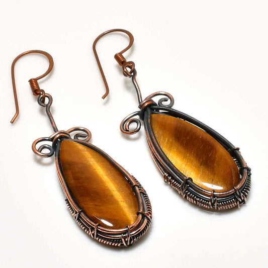 Grounded Grace – Tiger’s Eye Copper Earrings