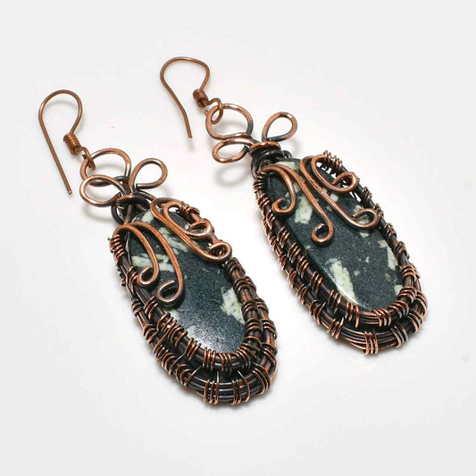 Gaia’s Touch – Oxidized Copper & Natural Stone Earrings