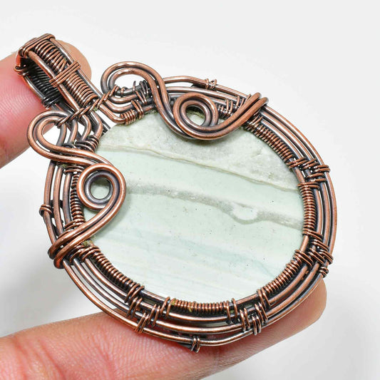 Grounded Grace – Green Stone & Copper Pendant