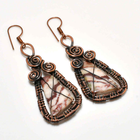 Earthbound Elegance – Natural Stone Copper Earrings