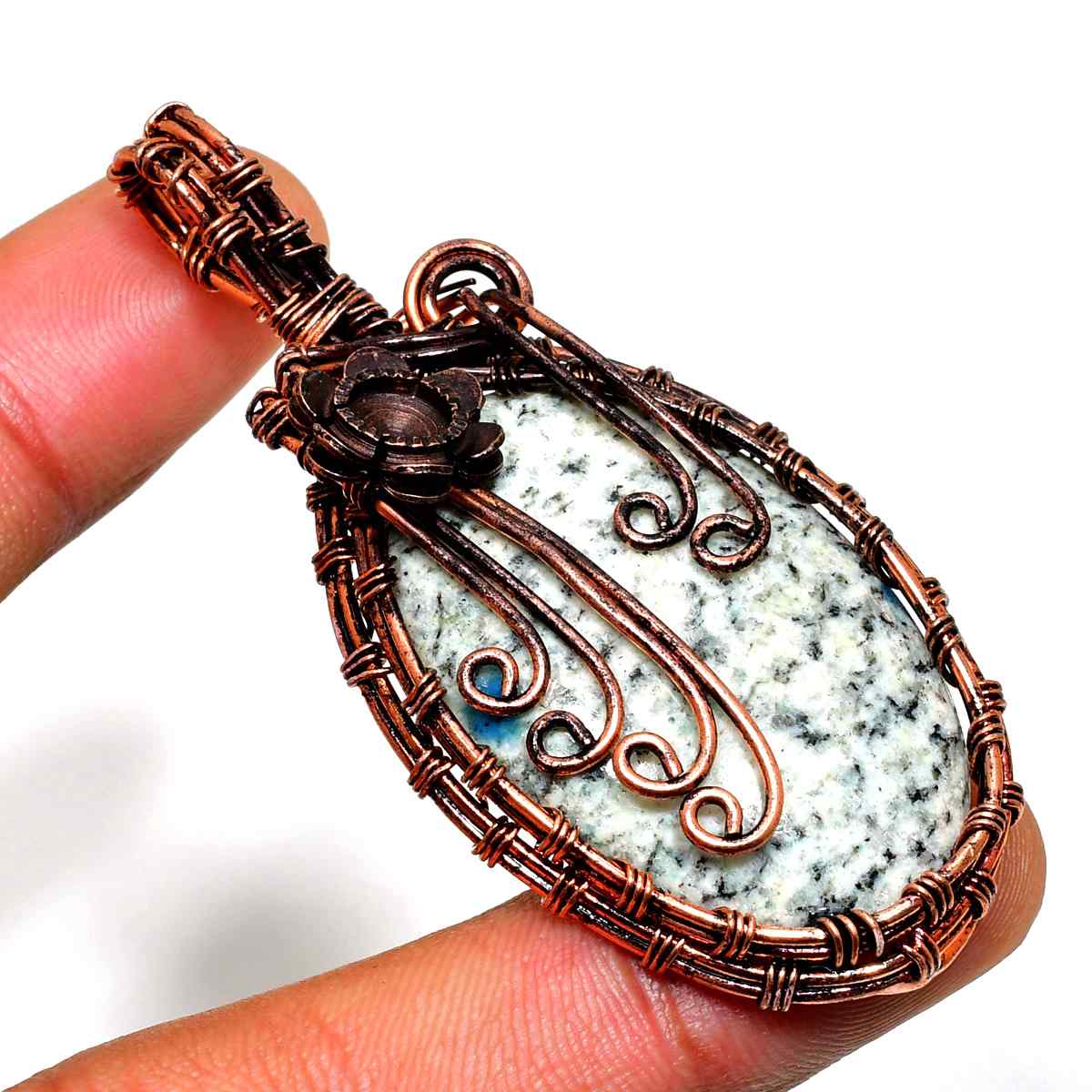 Raven’s Call – Oxidized Copper Gemstone Pendant