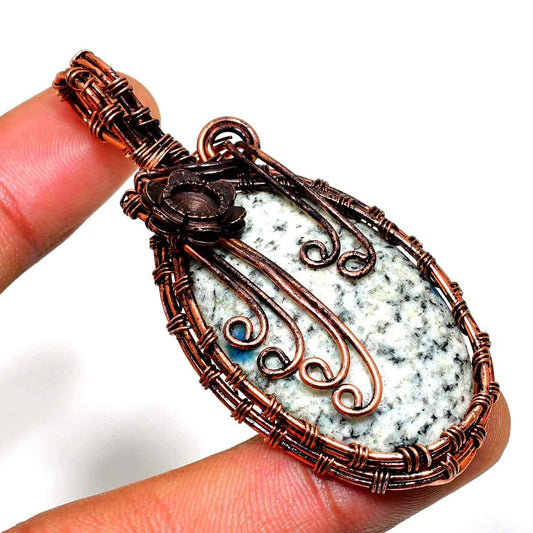 Raven’s Call – Oxidized Copper Gemstone Pendant