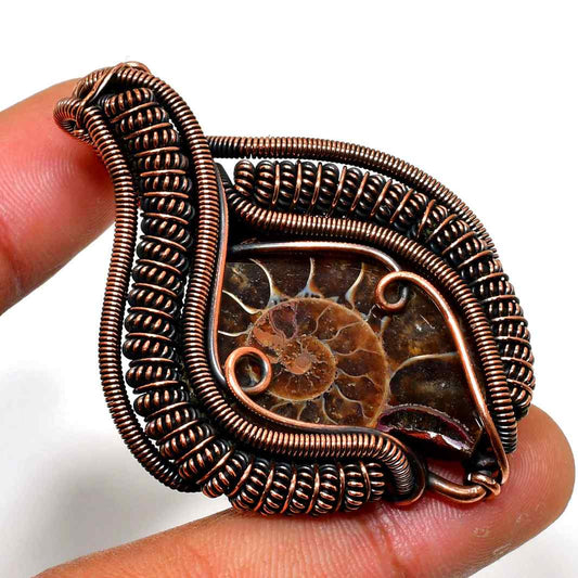 Echo of Eons – Oxidized Copper Fossil Pendant